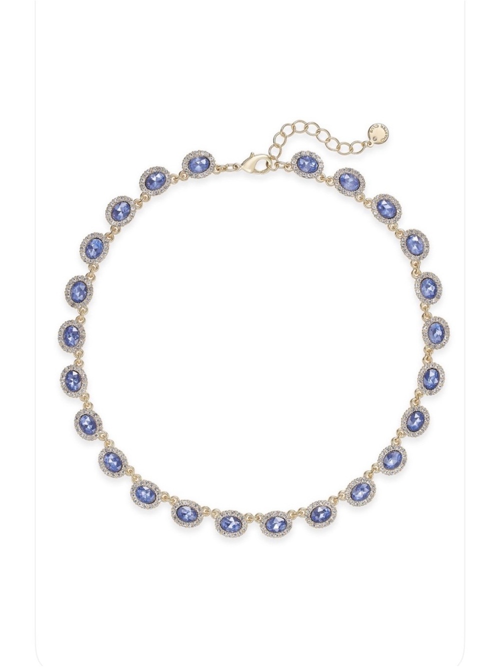 Charter Club Blue & Silver Crystal Drop Necklace